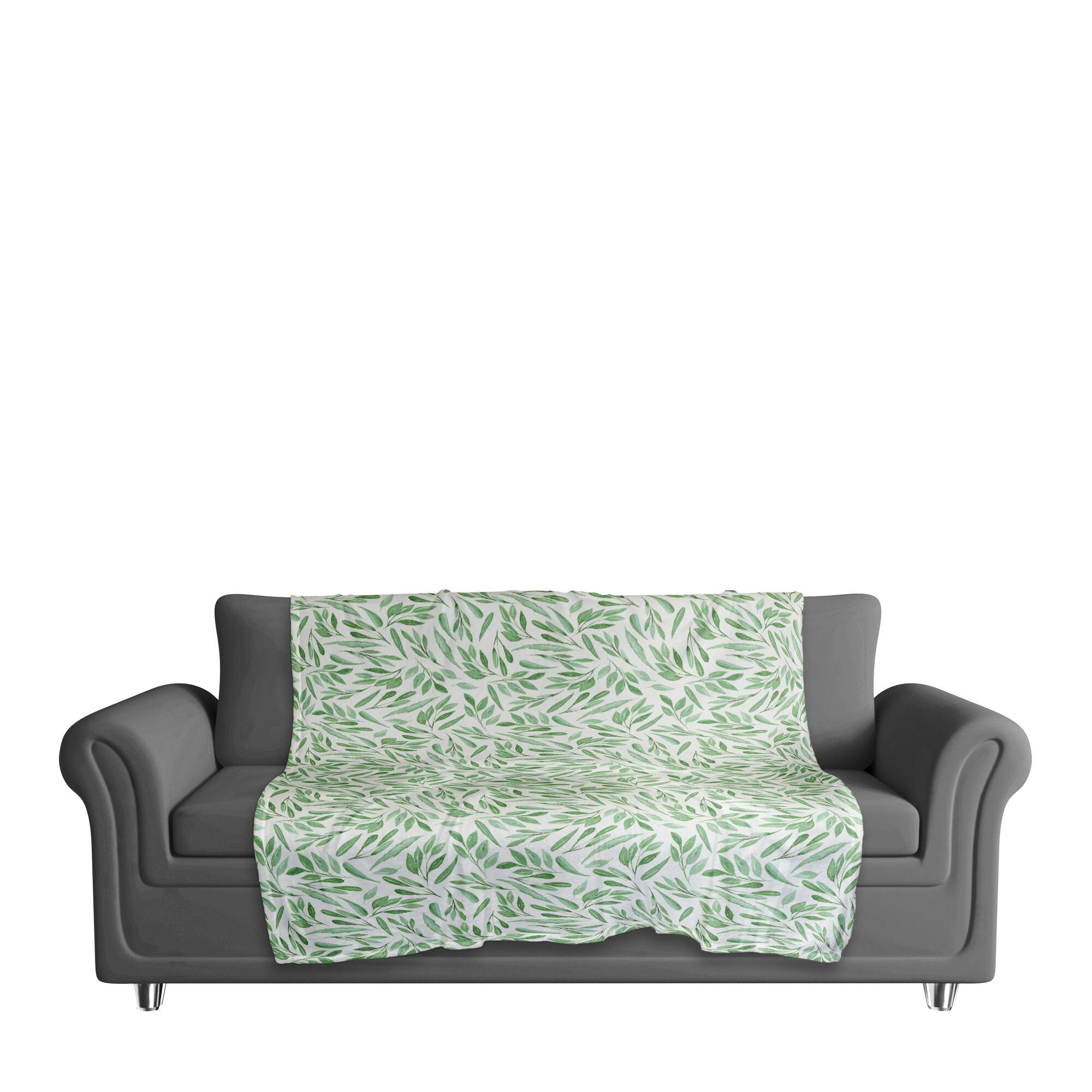 Green Leaf Pattern Fleece Blanket